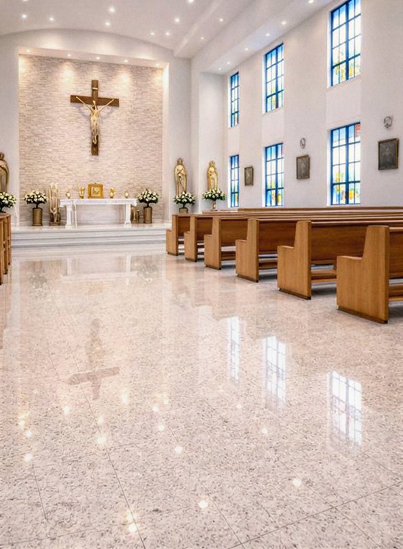 piso de granito aplicado em igreja
